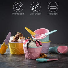 Premium Ice Cream Waffle Spoon Bowl Set (6-Piece , Color Box)