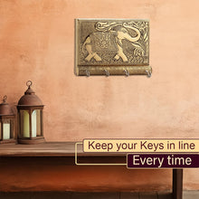 Wooden Key Holder for Home Decor Stylish Metal Gold Antique Elephant Design (1 Pc)