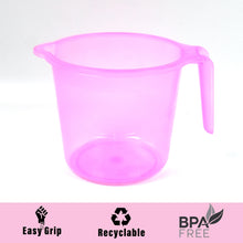 Plastic Round Transparent Bath Water Mug (5 Pc  Mix Colour  1200 Ml)