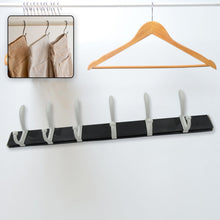 Wall Door Hook Rail | 6 Hook Hanger for Clothes & Hats | With Eco-Friendly Adhesive