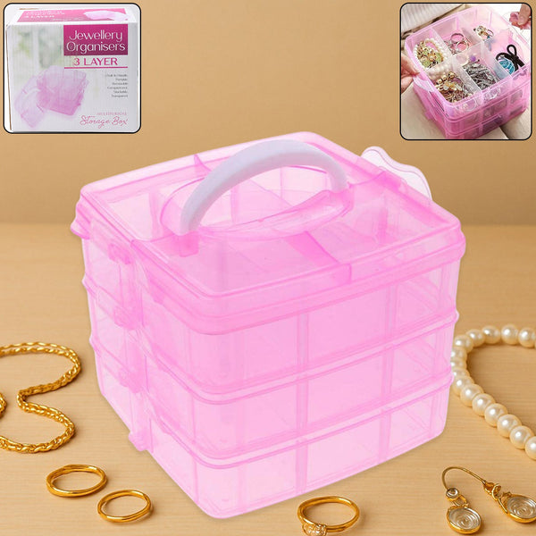 Versatile 18-Grid 3-Layer Transparent Plastic Organizer Box with Adjustable Dividers for Jewelry & Fishing Hooks
