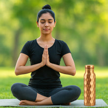 Diamond Cut Copper Water Bottle 2 Glasses with Gift Box (3 Pcs Set)