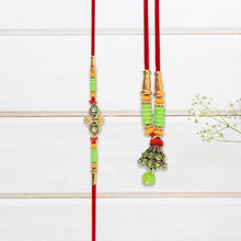 Traditional Bhabhi Lumba Rakhi With Beaded Design And Floral Centerpiece Hanging Style