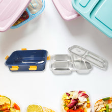 3 Compartment Transparent Stainless Steel Lunch Box For Kids
