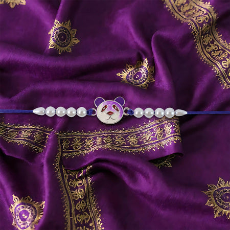 Cute Panda Face Kids Rakhi With Decorative Pearls And Blue Thread  Raksha Bandhan Special