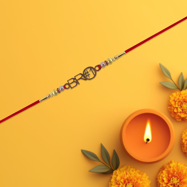Trendy Bro 1 Rakhi With Stylish Wooden Centerpiece And Decorative Beads