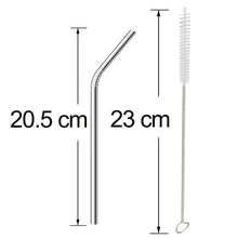 1733 Reusable Stainless Steel Drinking Straws Bent (4 Bent Straws 1 Brush)